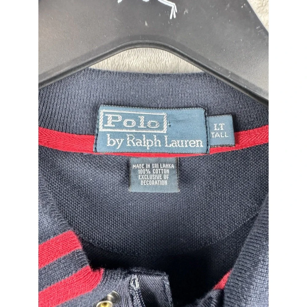 Polo Ralph Lauren Zip Snap Collar Polo Club Shirt Blue Mens Large Tall‎ Cotton